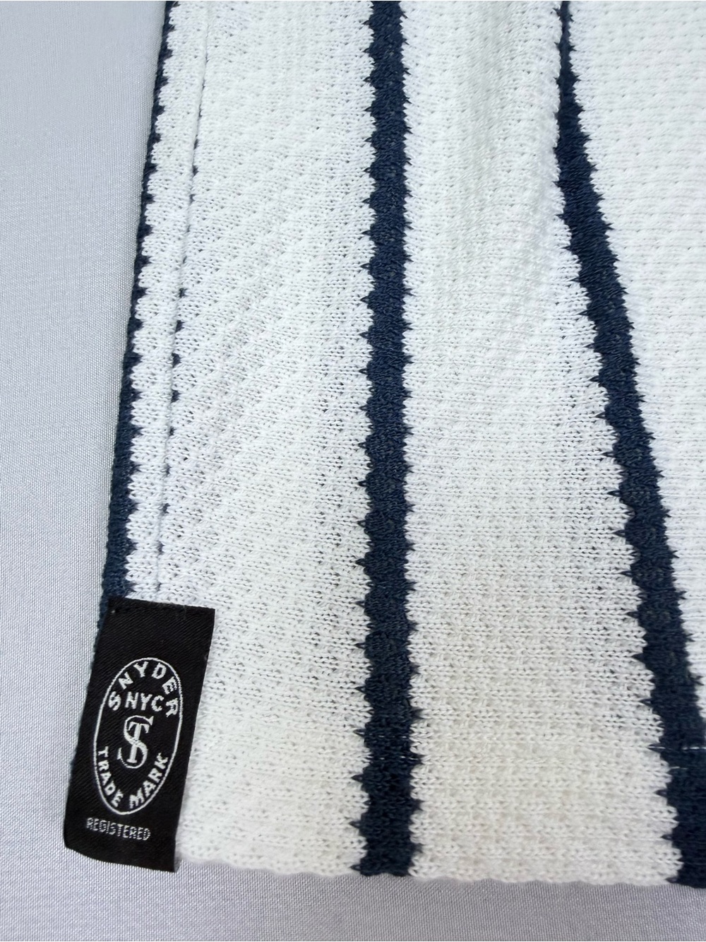 Todd Snyder Relaxed Textured Montauk Polo Coastal White Blue Stripe Size S - Picture 9 of 9